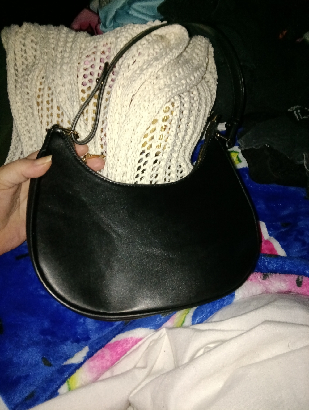 Classic Black Crescent Shoulder Bag